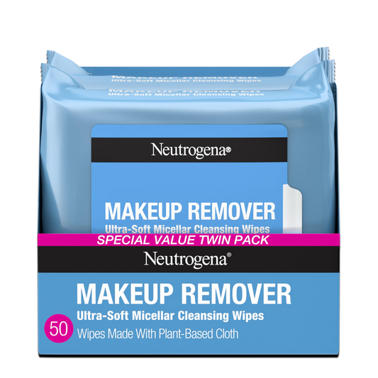 Neutrogena Makeup Remover Wipes – Daily Facial Cleanser Towelettes (2 x 25 ct) | Alcohol-Free & Gentle on Skin