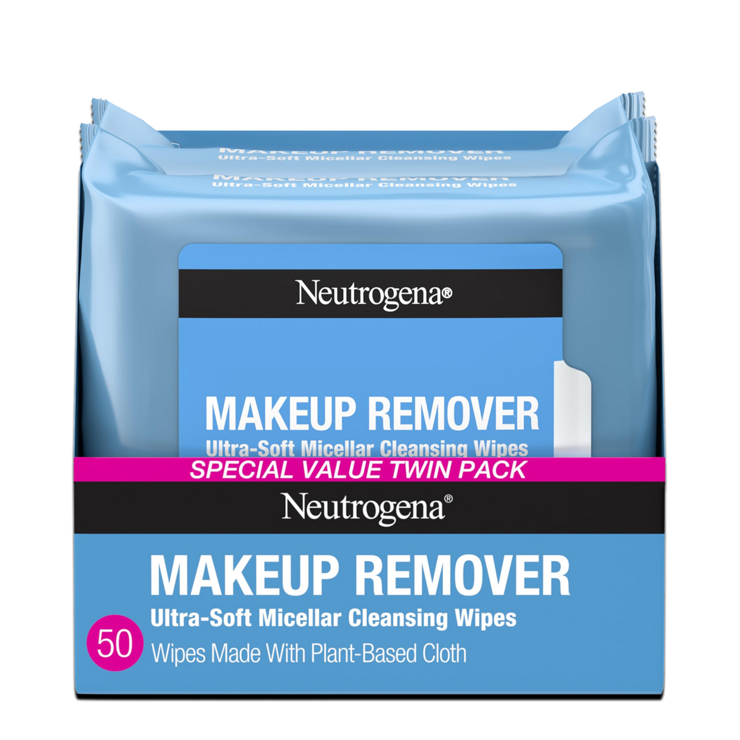 Neutrogena Makeup Remover Wipes – Daily Facial Cleanser Towelettes (2 x 25 ct) | Alcohol-Free & Gentle on Skin